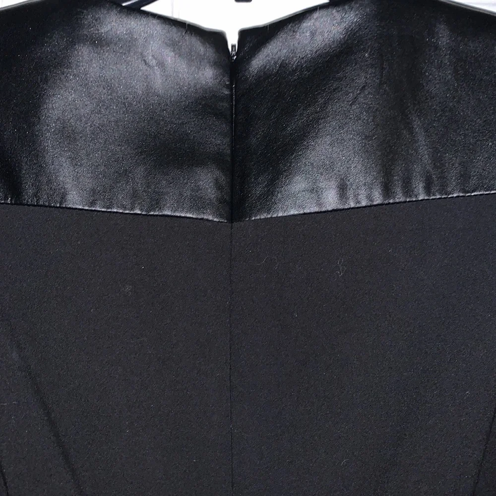 Calvin Klein Black Faux Leather Stripes Lined Sheath Dress - Picture 8 of 10